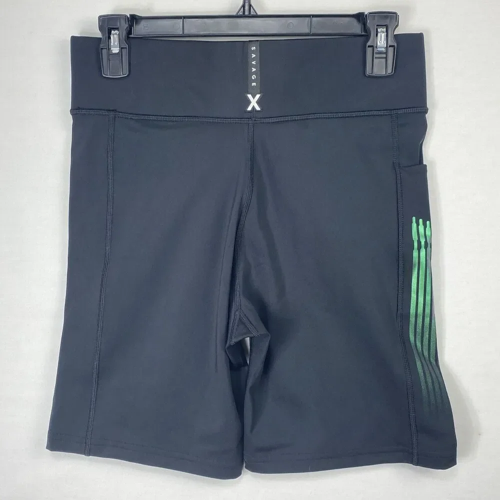 Savage X Fenty Bike Short Size XL Band-It High-Waist Bike Short Black